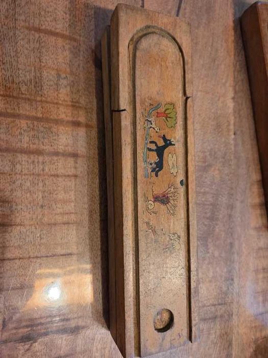 Lote de 3 estojos de madeira escolares antigos dos anos 50