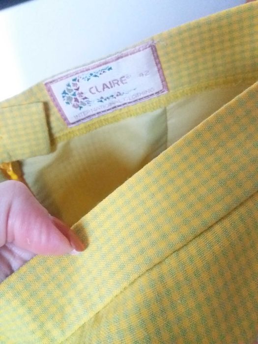 Spódnica ołówkowa cytrynowa żółta w kratkę Claire vintage retro
