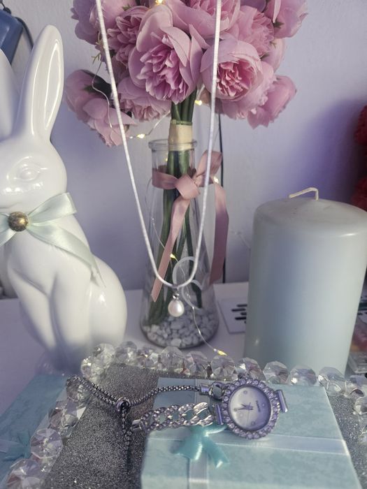 Nowy Srebrny łańcuszek z zawieszką 50cm