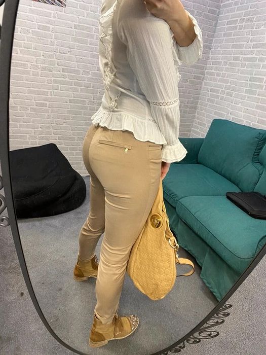 Massimo Dutti spodnie chinos chinosy do kostek skinny kamel camel