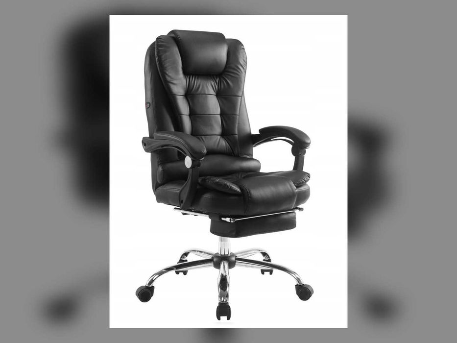 Nowy Fotel Biurowy Obrotowy Z Podnóżkiem Ekoskóra Ergonomiczny