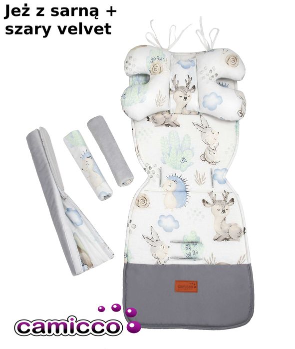 WKŁADKA dwustronna wózka SPACERÓWKI VELVET wkładki wózków ZESTAW