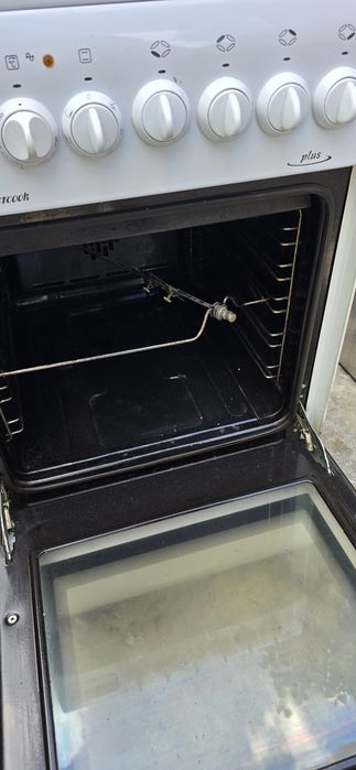 Kuchnia gazowo-elektryczna Mastercook Biała 50 cm Grill Rożen