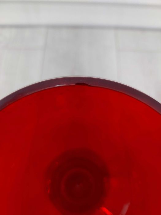 Kielich Dekoracyjny Czerwony PRL Z Horbowy Huta Barbara Polanica Zdrój