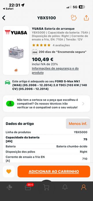 Bateria yuasa nova