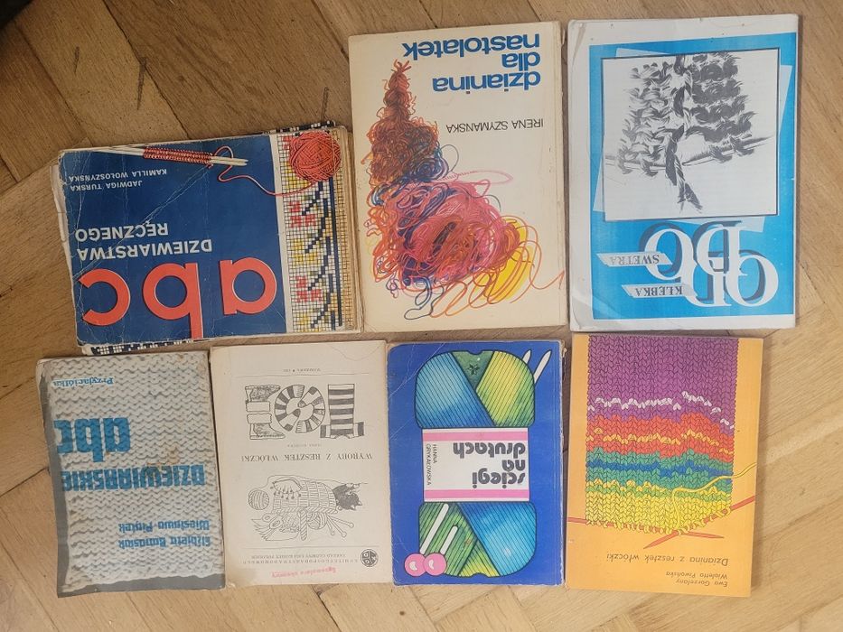 Dziewiarstwo, ściegi, dzianina, szydełkowanie,wzory-7 tytułów + bonus