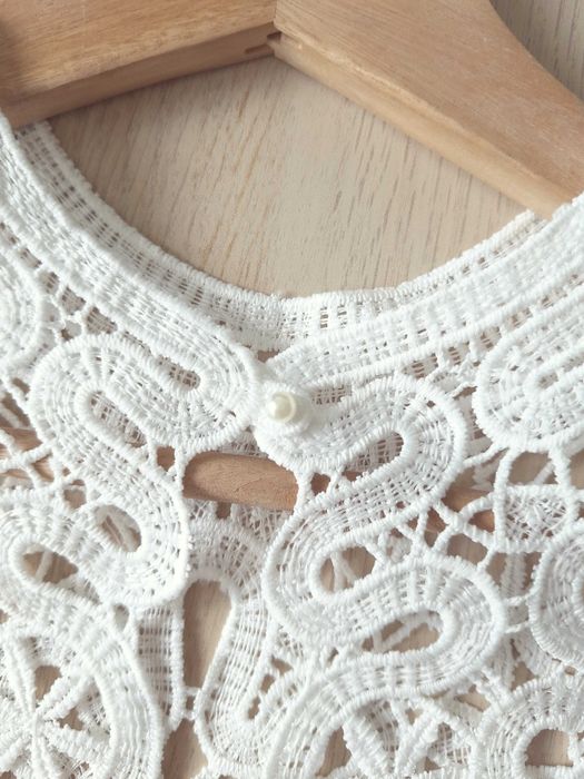 Biały Haftowany Kołnierzyk Doczepiany Odczepiany Fałszywy Kołnierz