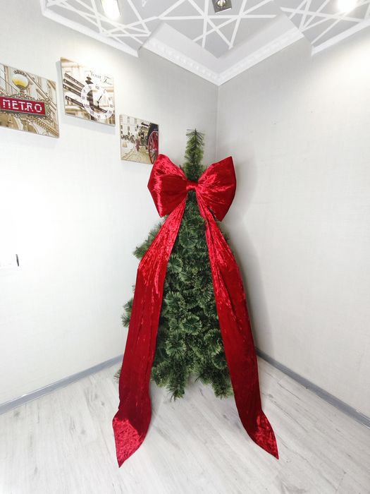 Новорічний бант,бант на ялинку. Бант з тканини