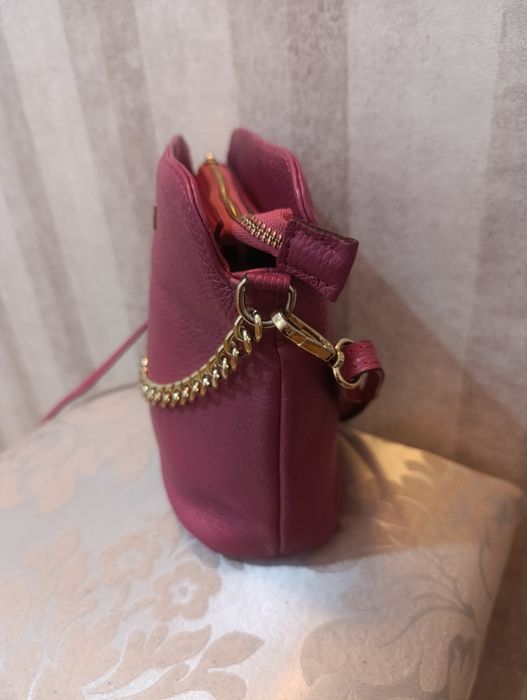 Torebka Ryłko skóra naturalna skórzana złoty łańcuszek łańcuch