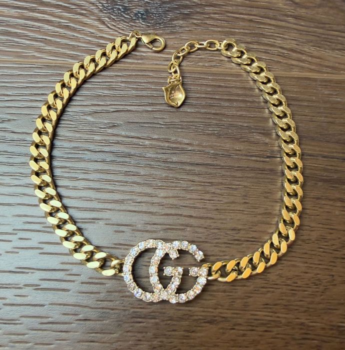 Naszyjnik Gucci stare złoto z cyrkoniami