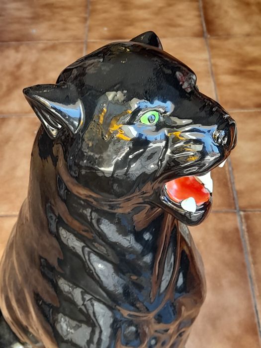 Pantera Negra em loiça - Boavista - Leopardo, Papagaio, cães - Barro