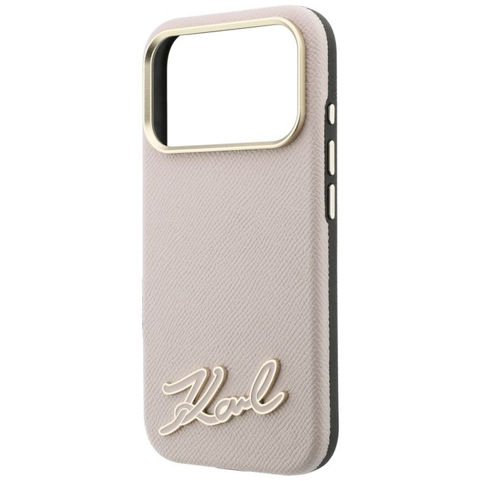 Etui Karl Lagerfeld Grained with Resin Signature Logo MagSafe do iPhone 18 Pro Max / 17 Pro Max różowy