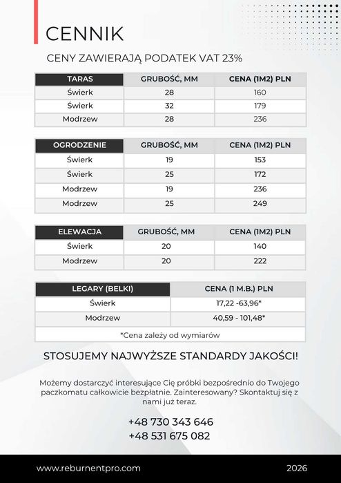Drewno palone "Shou Sugi Ban" Modrzew/Świerk
