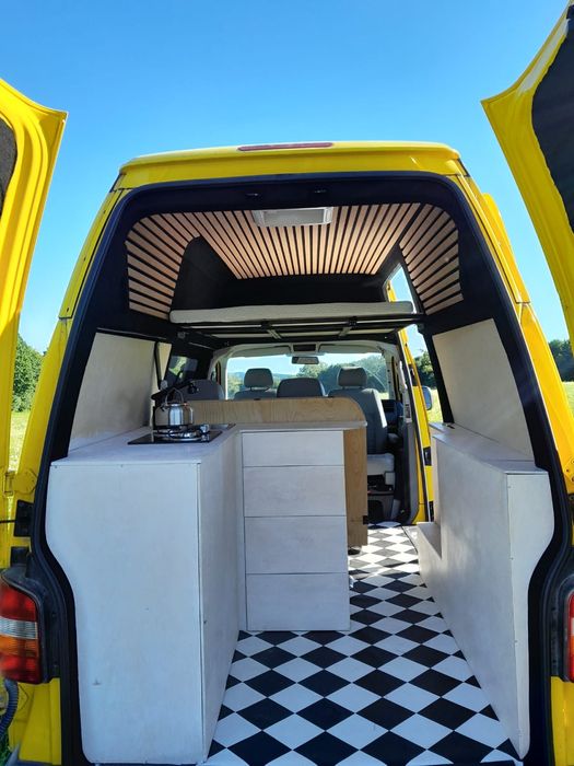 VW T5 l2h3 kamper campervan, 4-osobowy, Kuchnia, WC, panele PV, nugget