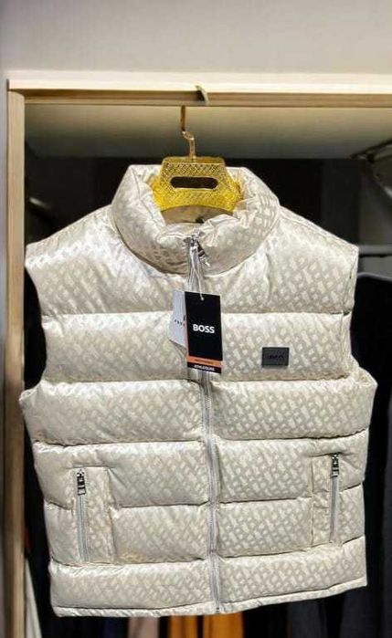 Bezrękawnik BOSS Vest - najnowszy trend, kolor ecru XXL