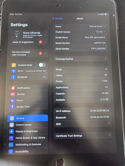 iPad 9” 6th generation