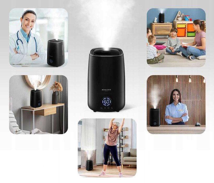 AUTOMATYCZNY Nawilżacz powietrza lampka nocna jonizator dyfuzor ZESTAW