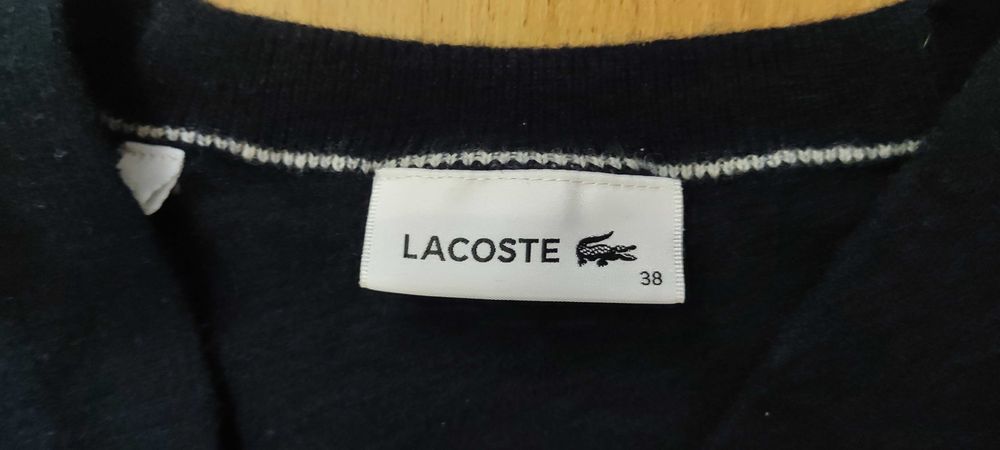 Oryginalny Granatowy Rozpinany Sweterek  LACOSTE Kardigan Rozmiar 38 110 Wełna 100% Polecam
