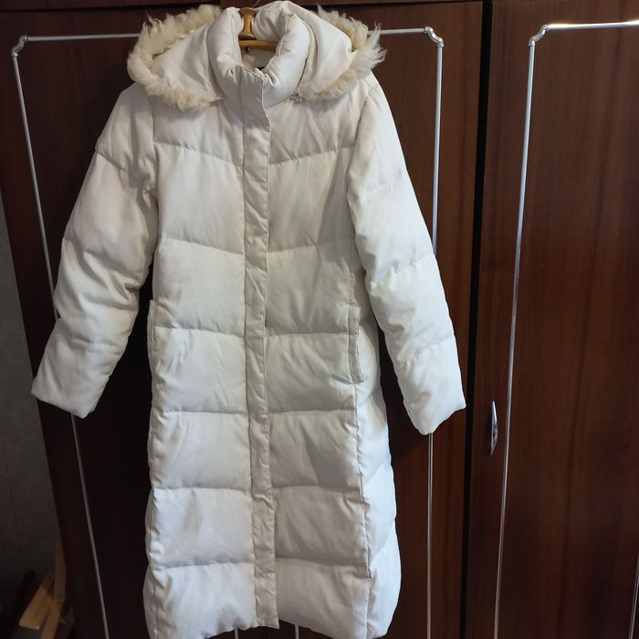 Куртка біла жіноча довга, розмір L-XL