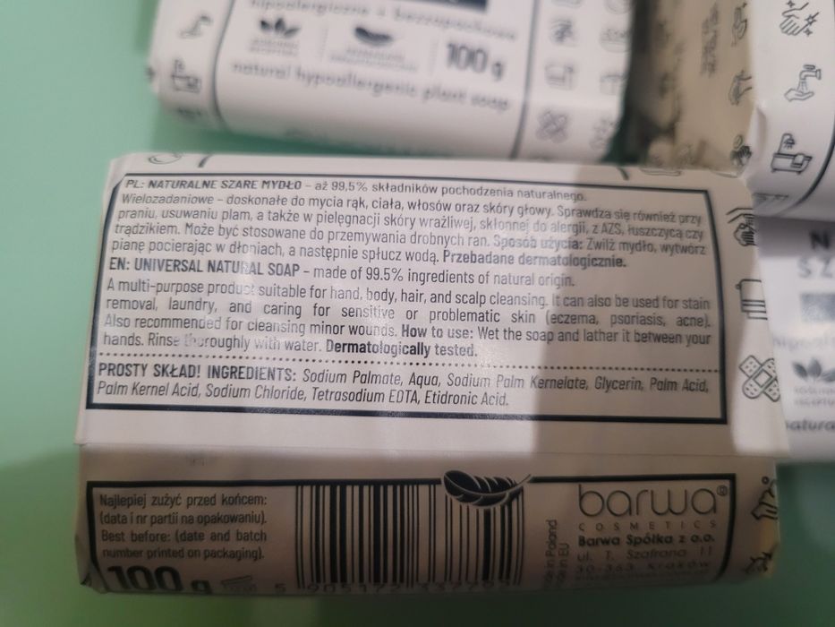 Szare mydło hipoalergiczne 10szt.