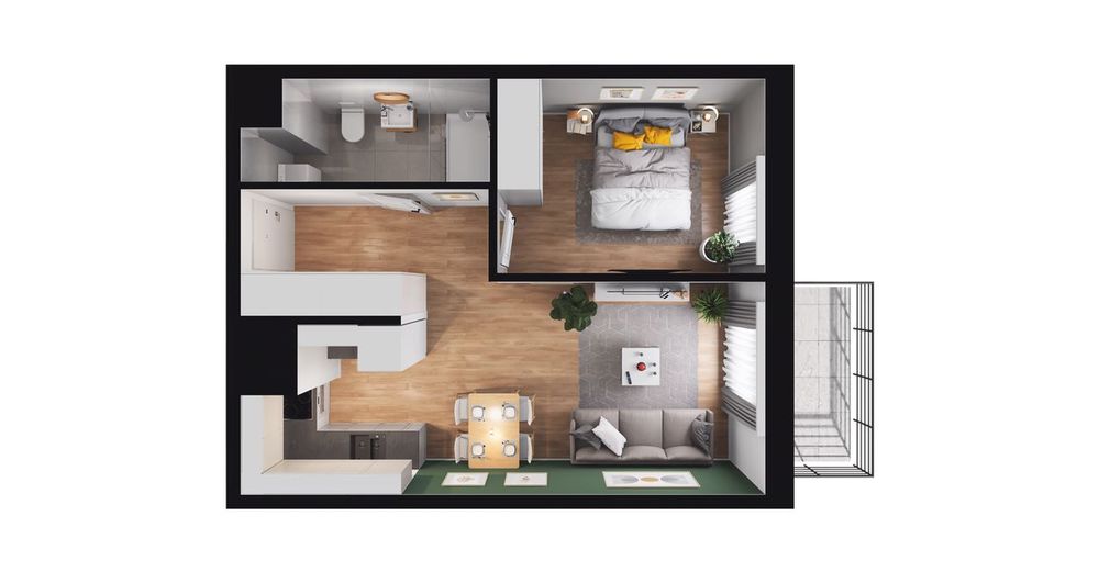 2-pokojowe mieszkanie 40m2 + loggia Bezpośrednio