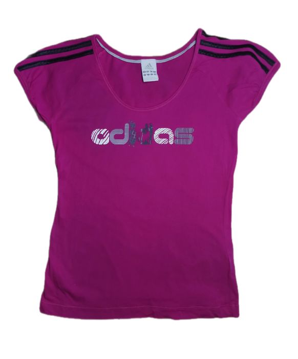 Винтаж Футболка Приталенная Adidas Розовая