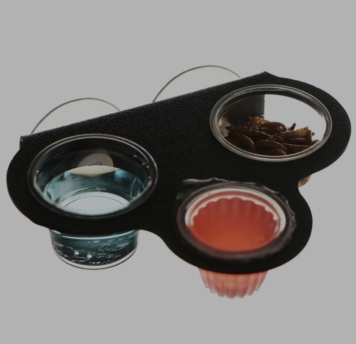 Terrario Gecko Bar Black potrójna misa wisząca