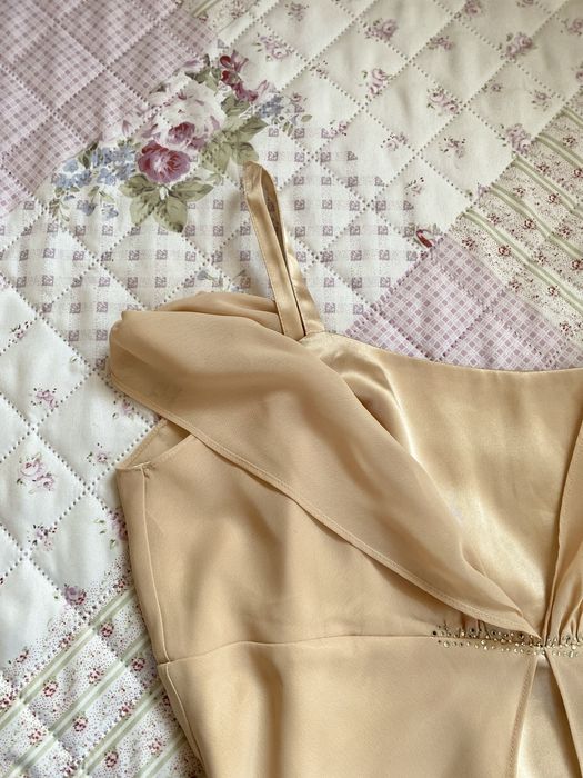 Długa sukienka na ramiączka M 38 vintage mesh