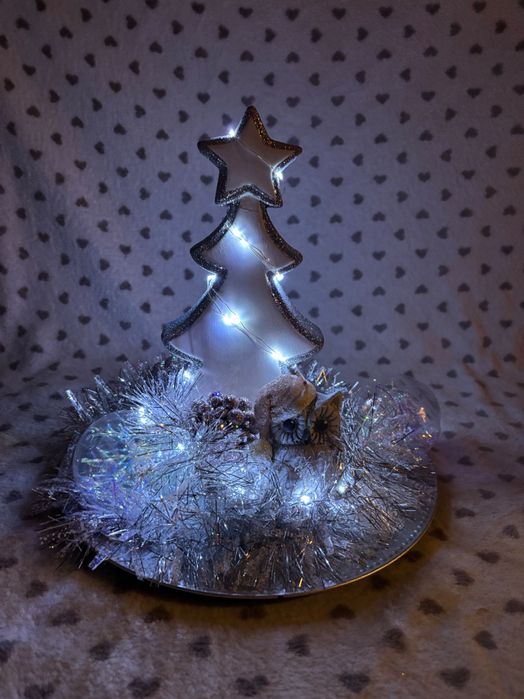 Ozdoba świąteczna biała, różowa