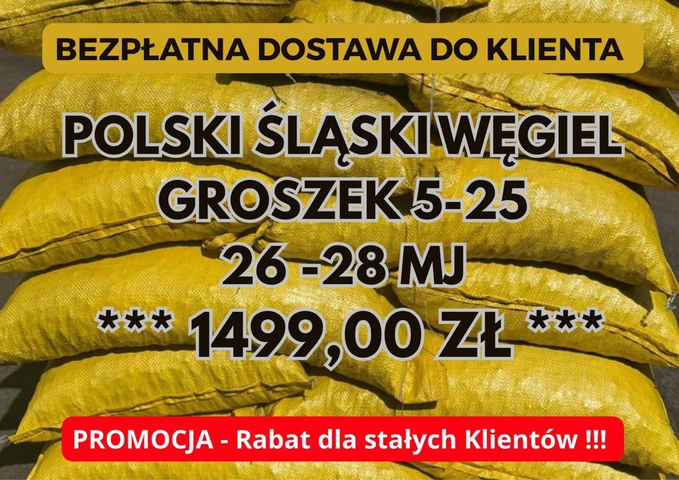 ŚLĄSKI GROSZEK:Polski Węgiel 5-25, 26-28MJ-Bezpłatna Dostawa!