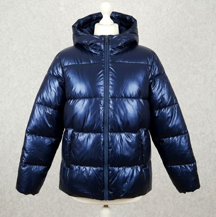 Granatowa damska kurtka puchowa Tom & Rose L/XL błyszcząca puffer