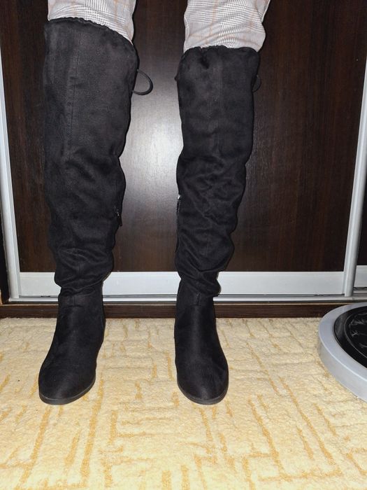 Идеальные сапоги высокие ботфорди базовые без каблука 39