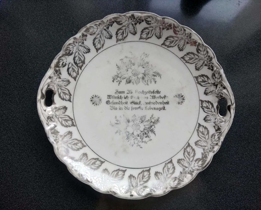 Stara patera KPM Waldenburg (Wałbrzych) – 25 Rocznica Ślubu, ok 1910 r