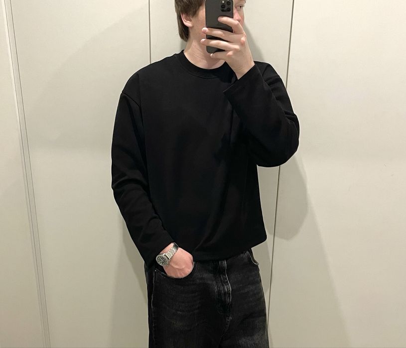 Базовий оверсайз лонгслив boxy cropped fit кропнутый лонгслив бокси фит лонгсливи лонги longsleeve бокси фит