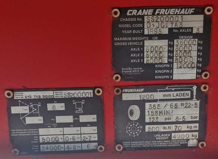 Напівпричіп самоскид Fruehauf Crane зерновоз 50м3 Свіжий