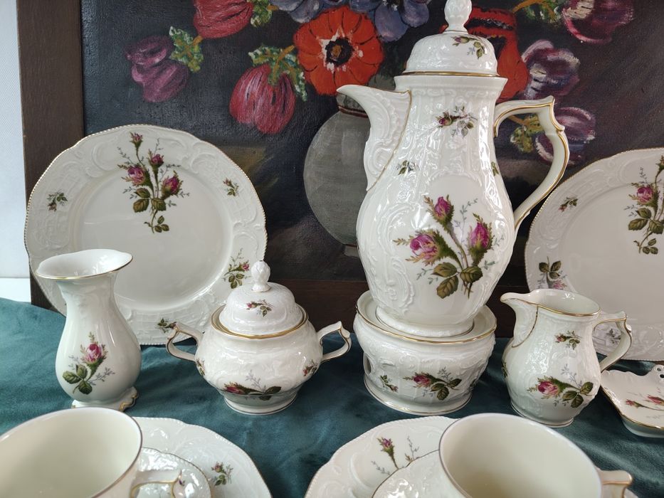 ROSENTHAL SANSSOUCI Moosrose ecru- Serwis kawowy dla 6 osób.