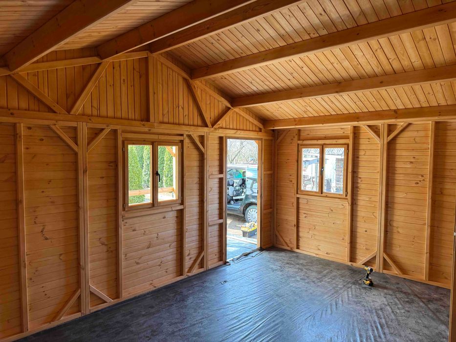 domek drewniany dom z drewna domki drewniane działkowe na ROD WARBIT