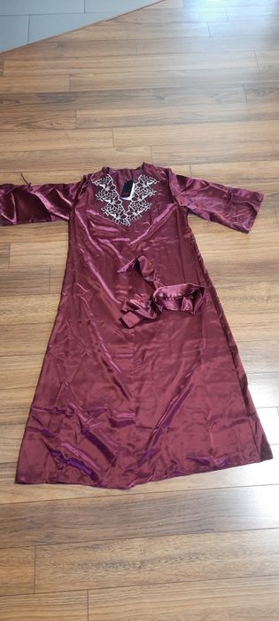 Podomka damska satynowa bordowa Emili, r.XL NOWA