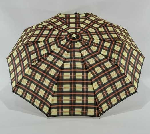 Зонт полуавтомат 10 спиц антиветер карбон клетка женский зонт мужской