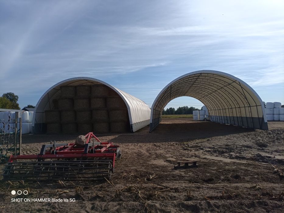 Hala łukowa wiata namiot słoma bydło drób maszyny