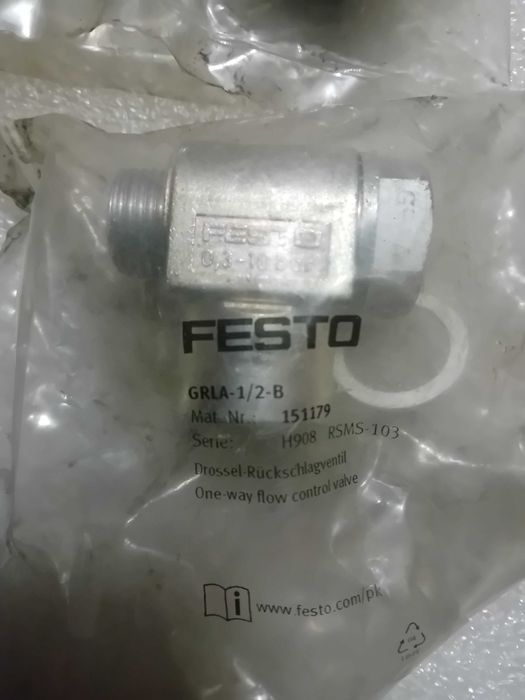 Válvulas reguladoras de fluxo FESTO.  Novas. Ref. GRLA -1/2 - B . Novo