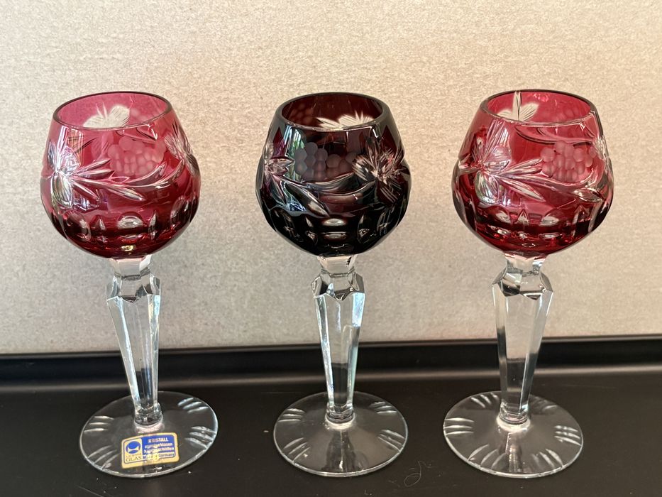 Kryształowe kieliszki do likieru nalewek Lausitzer Glas Traube 3 sztuk