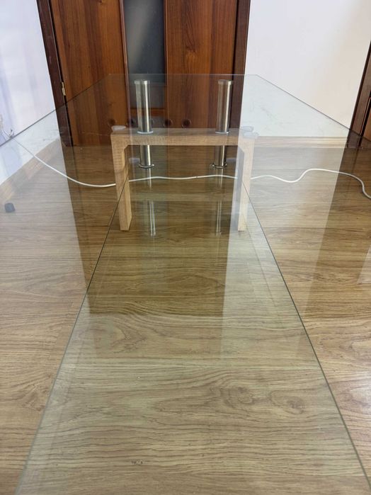 Szklany stolik kawowy – szkło hartowane, nowoczesny design, 130×45×45