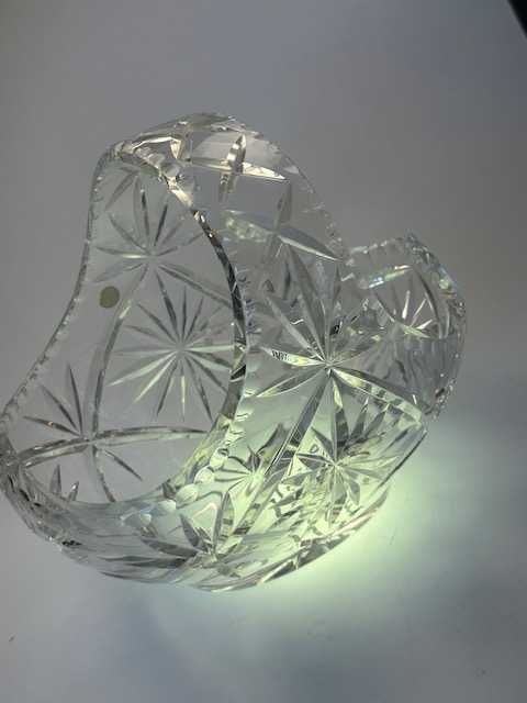 Kosz koszyk duży szlify  kryształ PRL wys 22 cm Made in Poland waga 2323 gr