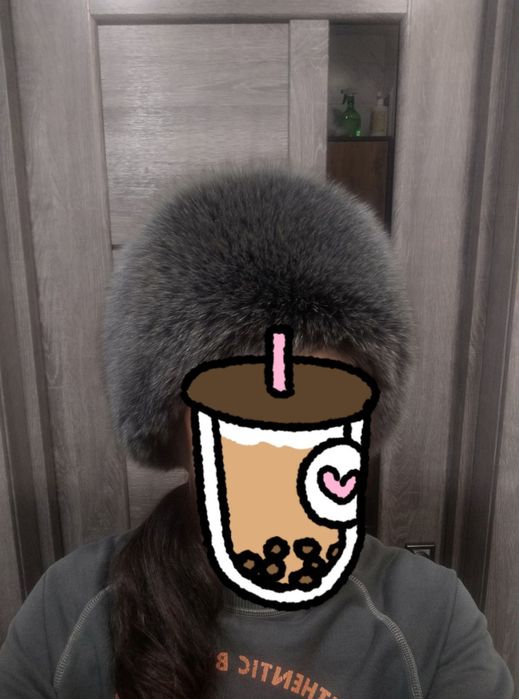 Шапка женская с воротником песец