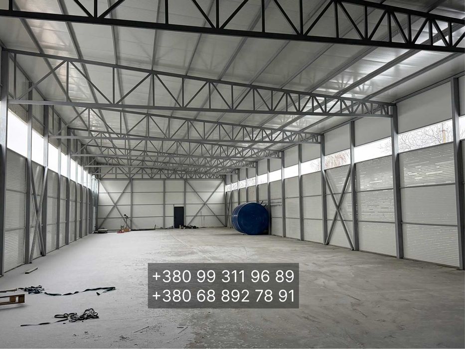Теплый ангар из сэндвич-панелей 12×48 | 576 м² | под ключ 6363 грн/м²