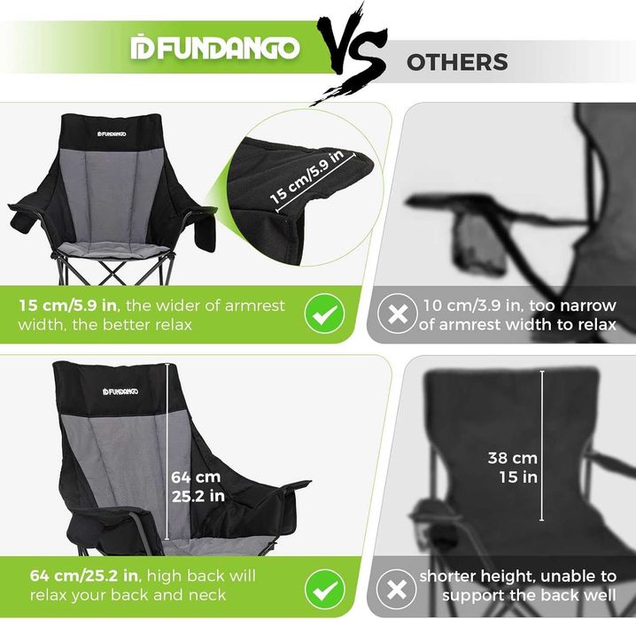 Składane krzesło kempingowe z oparciem FUNDANGO