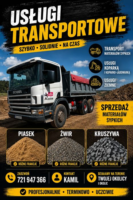 Usługi transportowe, koparko-ładowarka JCB 4CX, koparka kołowa
