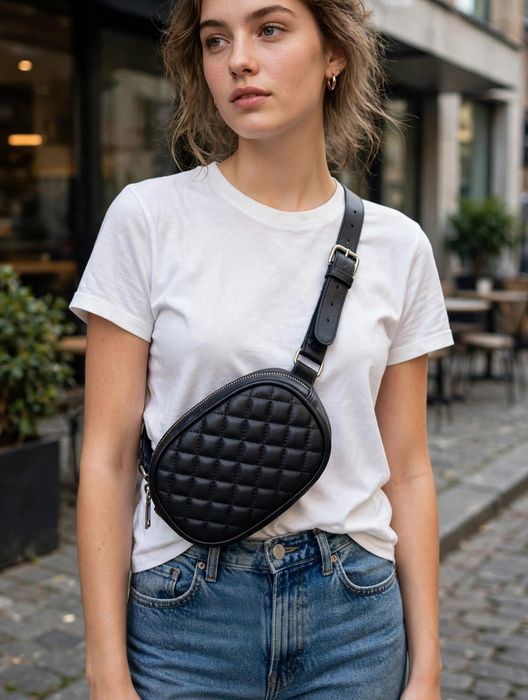 Pochete / Bolsa de Cinto Pull&Bear Preta Acolchoada - Tiracolo / Crossbody NOVO