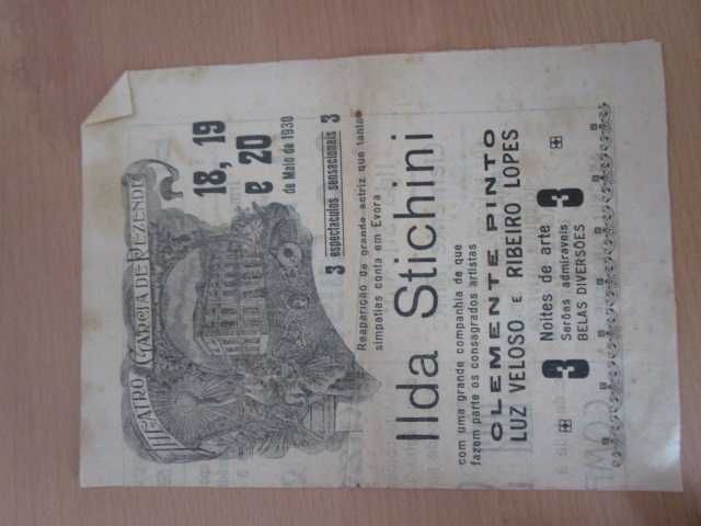 Programas  folhetos de Teatro muito antigos ano 10 -20